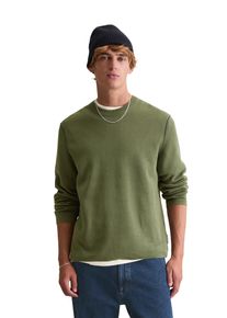 Marc O'Polo Rundhalspullover MARC O'POLO DENIM, Herren, Gr. S, schwarz moss, Strick, Obermaterial: 70% Baumwolle, 30% Lyocell, regular fit normal, Rundhals, Rippb&uuml;ndchen, Pullover Rundhalspullover, regular fit, aus Double-Face-Cotton