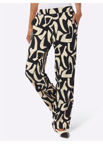 CR&Eacute;ATION L Webhose CREATION L, Damen, Gr. 46, Normalgr&ouml;&szlig;en, sand, schwarz, bedruckt, 100% Viskose, gemustert, Hosen Webhose