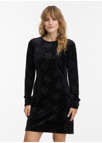 Midikleid Ragwear "ROSETA VELVET", Damen, Gr. XXL, N-Gr, schwarz, Jersey, Obermaterial: 94% Polyester, 6% Elasthan, gemustert, regular fit ca. Mitte Oberschenkel, Rundhals, Kleider Midikleid, Sommerkleid