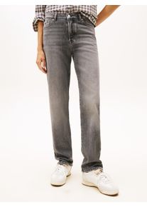 Straight-Jeans Tommy Jeans "KIRA MR SLIM STR", Damen, Gr. 26, L&auml;nge 32, denim grau 01, Denim/Jeans, Obermaterial: 99% Baumwolle, 1% Elasthan, Abriebeffekte, regular fit kn&ouml;chellang, Jeans Straight-Jeans