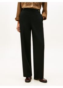 Anzughose Tommy Hilfiger "PUNTO GB STRAIGHT PANT", Damen, Gr. 46, N-Gr, schwarz, Web, Obermaterial: 68% Polyester, 28% Viskose, 4% Elasthan, unifarben, straight fit kn&ouml;chellang, Hosen Anzughose