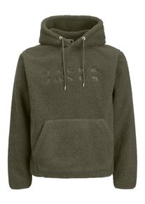 Jack & Jones Kapuzensweatshirt JACK & JONES "JCOFLARE TEDDY SWEAT HOOD", Herren, Gr. S, grape leaf print:jj, angeraute Sweatware, Obermaterial: 100% Polyester, bedruckt, relaxed fit, hoch geschlossener Ausschnitt, Sweatshirts Kapuzensweatshirt