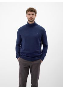 Rollkragenpullover Lerros, Herren, Gr. L, classic navy, Strick, Obermaterial: 88% Schurwolle, 12% Kaschmir, unifarben, regular fit normal, ohne Ausschnitt, Rippb&uuml;ndchen, Pullover Rollkragenpullover, mit Logo-Stickerei und aus Schurwolle mit Kaschmir
