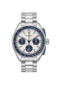 Chronograph Bulova "Lunar Pilot", silber (silberfarben), Armbanduhren, Herren, Chronograph, Armbanduhr, Quarzuhr, Herrenuhr, Saphirglas, Edelstahl- & Lederarmband