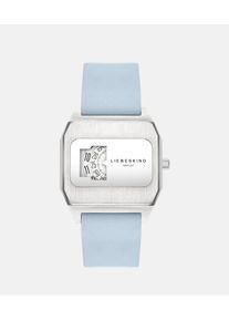 Quarzuhr Liebeskind Berlin "Vinyl Vision", hellblau, Armbanduhren, Damen, Quarzuhr, Armbanduhr, Damenuhr, Lederarmband, analog