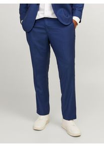 Jack & Jones PlusSize Anzughose "JPRSOLARIS TROUSER NOOS PLS", Herren, Gr. 64, N-Gr, blau (medieval blau), Web, Obermaterial: 59% Polyester, 24% Wolle, 16% Viskose, 1% Elasthan, JACK & JONES PLUSSIZE, unifarben, slim fit normal, Hosen Anzughose