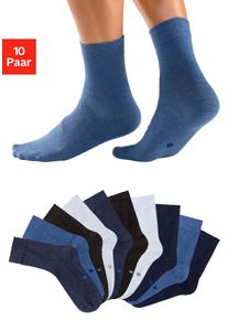 H.I.S. Basicsocken H.I.S, Damen, Gr. 43-46, blau (2x schwarz, 2x blau, 2x blau, meliert, 2x jeans, meliert, 2x wei&szlig;), Baumwollmischung, unifarben, elastisch, Socken Basicsocken, mit eingestrickten Symbolen
