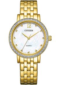 Quarzuhr Citizen, gold (goldfarben), Armbanduhren, Damen, Quarzuhr, Armbanduhr, Damenuhr, Edelstahlarmband, analog