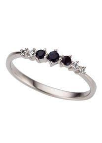 Goldring Firetti "Schmuck Geschenk Gold 585 Damenring Goldring Edelstein Farbstein" Gr. 17, blau (wei&szlig;goldfarben, royalblau), Fingerringe, Damen, 17, 0,06 P2 = erkennbare Einschl&uuml;sse, Diamanten Wei&szlig;gold 585, 2mm, Diamanten, Wei&szlig;gold 585, Goldring, mit Saphir - mit Brillanten