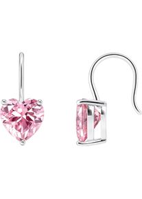 Paar Ohrh&auml;nger Thomas Sabo "mit gro&szlig;em Zirkoniaherz", bunt (silberfarben, rosa, rosa), Ohrringe, Damen, Silber 925 (recycelt), Paar Ohrh&auml;nger, mit Zirkonia (synth.)