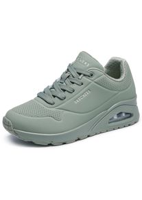 Sneaker Skechers "Street Uno - Stand on Air", Damen, Gr. 35, sage, Lederimitat, Schuhe Sneaker, Freizeitschuh, Halbschuh, Schn&uuml;rschuh mit Memory Foam