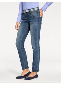 Bequeme Jeans Heine, Damen, Gr. 46, Normalgr&ouml;&szlig;en, blau (bleached), 95% Baumwolle, 3% Polyester, 2% Elasthan, unifarben, lang, Jeans Bequeme Jeans