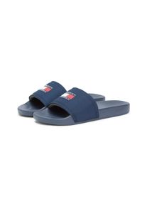 Pantolette Tommy Jeans "TJM POOL SLIDE", Herren, Gr. 44, dunkelblau, Textil, Schuhe Pantolette, Sommerschuh, Badeschuh, Hausschuh mit Logoschriftzug