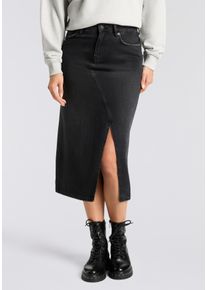 Jeansrock HUGO BLUE "Goja", Damen, Gr. L, schwarz 003, Denim/Jeans, Obermaterial: 99% Baumwolle, 1% Elasthan, unifarben, regular fit ca. Mitte Wade, R&ouml;cke Jeansrock, in Midi-L&auml;nge, mit asymmetrischem Schlitz