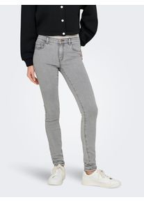 Skinny-fit-Jeans Only "ONLRAIN LIFE REG SKINNY DNM", Damen, Gr. XS (34), L&auml;nge 32, light grau denim, Denim/Jeans, Obermaterial: 53% Viskose, 29% Baumwolle, 17% Polyester, 1% Elasthan, unifarben, skinny fit kn&ouml;chellang, Jeans Skinny-fit-Jeans, mit G&uuml;rtelschlaufen