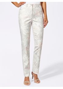 5-Pocket-Jeans Lady, Damen, Gr. 46, Normalgr&ouml;&szlig;en, beige (ecru, taupe, bedruckt), 65% Baumwolle, 30% Polyester, 5% Elasthan, bedruckt, gebl&uuml;mt, gemustert, mehrfarbig, lang, Jeans 5-Pocket-Jeans