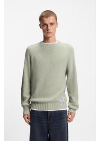 Strickpullover HUGO BLUE "Sonnee", Herren, Gr. XL, open gr&uuml;n340, Strick, Obermaterial: 100% Baumwolle, relaxed fit normal, Rundhals, Rippstrickb&uuml;ndchen, Pullover Strickpullover