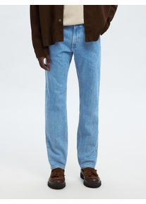 Slim-fit-Jeans Selected "SLH175-SLIM BEN KORI JEANS NOOS", Herren, Gr. 34, L&auml;nge 34, blau (light blau denim detail:204), Denim/Jeans, Obermaterial: 99% Baumwolle, 1% Elasthan, unifarben, slim fit, Jeans Slim-fit-Jeans