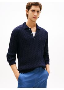 Polokragenpullover Tommy Hilfiger "CLASSIC COTTON CABLE", Herren, Gr. M, desert sky, Strick, Obermaterial: 100% Baumwolle, regular fit, Rippb&uuml;ndchen, Pullover Polokragenpullover, mit Zopfmuster, regular fit