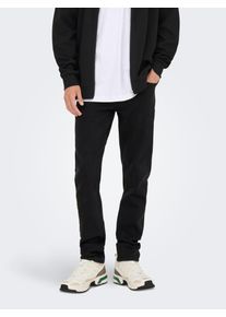 Only & Sons Slim-fit-Jeans ONLY & SONS "ONSLOOM SLIM 5748 EY BOX JEANS MU", Herren, Gr. 28, L&auml;nge 32, schwarz denim, Denim/Jeans, Obermaterial: 65% Baumwolle, 18% Polyester, 15% Viskose, 2% Elasthan, Abriebeffekte, slim fit lang, Jeans Slim-fit-Jeans, Baumwollmischung, slim fit