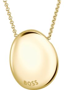 Kette mit Anh&auml;nger BOSS "NUGGET", gold (gelbgoldfarben), Halsketten, Damen, Edelstahl, L: 50,5 B: 2mm, Kette mit Anh&auml;nger, B:2mm