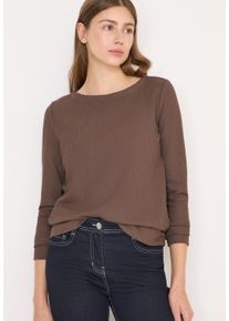 Langarmshirt Cecil, Damen, Gr. L (42), urban taupe, Jersey, Obermaterial: 59% Viskose, 38% Polyester, 3% Elasthan, unifarben, normal h&uuml;ftbedeckend, U-Boot-Ausschnitt, Shirts Langarmshirt, mit vertikaler Struktur und Viskose