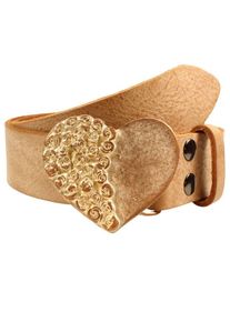 Lederg&uuml;rtel RETTUNGSRING G&Uuml;RTEL, Damen, Gr. 110, braun (hellbraun), Leder, unifarben, G&uuml;rtel Lederg&uuml;rtel, mit austauschbarer Schlie&szlig;e &raquo;Rosenherz Halb Rosa&laquo;