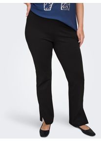 Highwaist Leggings Only CARMAKOMA "CARMARCELLA HW SLIT FLARE LEGGING PNT", Damen, Gr. 46, L&auml;nge 32, schwarz, Jersey, Obermaterial: 68% Viskose, 27% Polyester, 5% Elasthan, unifarben, kn&ouml;chellang, Hosen Highwaist Leggings