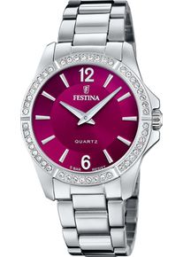 Quarzuhr Festina "Mademoiselle", silber (silberfarben, beere), Armbanduhren, Damen, Quarzuhr, Armbanduhr, Damenuhr, Edelstahlarmband