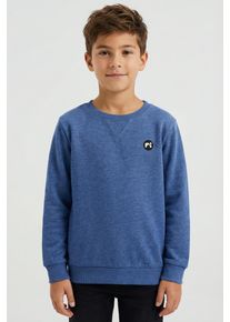 Sweatshirt name it "NMMVIMO LS SWEAT BRU NOOS", Jungen, Gr. 104, delft, angeraute Sweatware, Obermaterial: 60% Baumwolle, 40% Polyester, meliert, unifarben, regular fit h&uuml;ftlang, Rundhals, Rippb&uuml;ndchen, Sweatshirts Sweatshirt