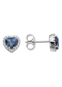 Paar Ohrstecker Firetti "Schmuck Geschenk Gold 333 Ohrschmuck Ohrringe Herz", wei&szlig;goldfarben, hellblau, hellblau, Ohrringe, Damen, 0,1 P2 = erkennbare Einschl&uuml;sse, Diamanten Wei&szlig;gold 333, Diamanten, Wei&szlig;gold 333, Paar Ohrstecker, mit Blau Topas Sky Blue - mit Brillanten