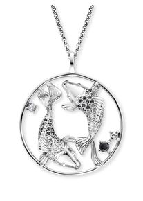 Kette mit Anh&auml;nger Engelsrufer "Yin Yang Fisch", silberfarben, kristallwei&szlig;, dunkelgrau, schwarz, Halsketten, Damen, Silber 925 (Sterlingsilber), L: 50 B: 1,42mm, Kette mit Anh&auml;nger, Made in Germany - mit Zirkonia (synth.), B:1,42mm