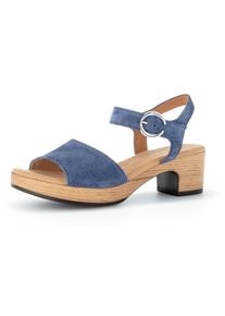 Sandalette Gabor "KRETA", Damen, Gr. 40, blau (jeansblau), Veloursleder, Schuhe Sandalette, Blockabsatz, Sommerschuh, Riemchensandale in Komfortweite G (=weit)