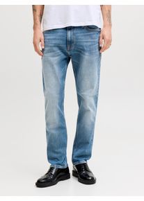 Jack & Jones Regular-fit-Jeans JACK & JONES "JJICLARK JJVINTAGE NOOS", Herren, Gr. 31, L&auml;nge 34, blau denim, Denim/Jeans, Obermaterial: 98% Baumwolle, 2% Elasthan, Abriebeffekte, regular fit kn&ouml;chellang, Jeans Regular-fit-Jeans