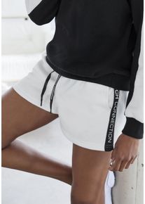 Sweatshorts French Connection, Damen, Gr. 44/46, N-Gr, wei&szlig;, Sweatware, Obermaterial: 60% Baumwolle, 40% Polyester, unifarben mit Farbeinsatz, l&auml;ssig geschnitten kurz, Hosen Sweatshorts, mit seitlichen Kontrast-Eins&auml;tzen, Loungewear