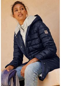 Steppmantel Heine, Damen, Gr. 34, blau (marine), 55% Polyester, 45% Polyamid, Kapuzenfutter:100% Polyester, Wattierung:70% Daunen, 30% Federn, unifarben, unifarben mit Farbeinsatz, unifarben mit Farbeins&auml;tzen, M&auml;ntel Steppmantel