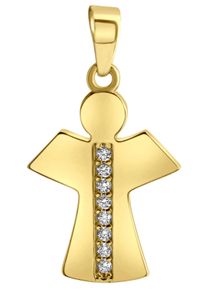 Engelanh&auml;nger Firetti "Schmuck Geschenk Gold 375 Halsschmuck Anh&auml;nger Halskette Engel", gold (gelbgoldfarben, kristallwei&szlig;, kristallwei&szlig;), Schmuckanh&auml;nger, Damen, Gelbgold 375, 0,5 g, Engelanh&auml;nger, mit Zirkonia (synth.)
