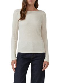 Langarmshirt s.Oliver, Damen, Gr. 42, light beige melange, Strick, Obermaterial: 65% Polyester, 35% Viskose, unifarben, normal h&uuml;ftbedeckend, U-Boot-Ausschnitt, Shirts Langarmshirt, mit U-Boot-Ausschnitt