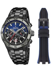 Chronograph Festina "Chrono Bike 2024 - Special Edition", schwarz (schwarz, blau, schwarz), Armbanduhren, Herren, Chronograph, Armbanduhr, Quarzuhr, Herrenuhr, Stoppfunktion, Special Edition