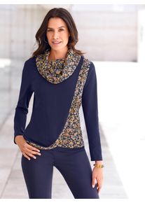 Rollkragenshirt Inspirationen "Shirt", Damen, Gr. 38, bunt (marine, ocker, gemustert), 50% Baumwolle, 50% Modal, gebl&uuml;mt, gemustert, mehrfarbig, Shirts Rollkragenshirt