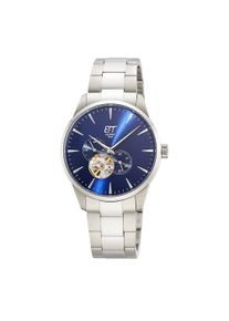 Automatikuhr ETT "Motion Drive", stahlgrau, silberfarben, blau, Armbanduhren, Herren, Automatikuhr, Armbanduhr, Herrenuhr, Mechanische Uhr, Edelstahlarmband, analog