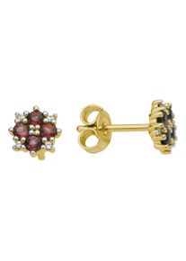Paar Ohrstecker Firetti "Schmuck Geschenk Gold 333 oder 375 Ohrschmuck Ohrringe Blume", gelbgoldfarben, wei&szlig;goldfarben, rot, rot, Ohrringe, Damen, 5,8mm, 0,03 P2 = erkennbare Einschl&uuml;sse, Diamanten Gelbgold 333, Diamanten, Gelbgold 333, Paar Ohrstecker, mit Rubin oder Saphir - mit Brillanten