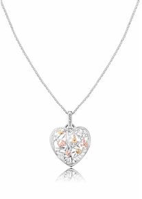 Kette mit Anh&auml;nger Engelsrufer "With love KETTE LEBENSBAUM HERZ", rosa (silber, 925, goldfarben, ros&eacute;goldfarben), Halsketten, Damen, Silber 925 (Sterlingsilber), L: 50, Kette mit Anh&auml;nger