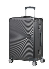 Hartschalen-Trolley American Tourister "SOUNDBOX ALU, verschiedene Gr&ouml;&szlig;en und Farben", Damen, Gr. B/H/T: 47cm x 68cm x 29cm 73 l, brushed anthrazit, Aluminium, Koffer Hartschalen-Trolley, Hartschalen-Koffer zwei TSA-Schl&ouml;sser Aluminium-Koffer