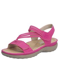 Riemchensandale Rieker, Damen, Gr. 38, pink (fuchsia), Nubuklederimitat, Schuhe Riemchensandale, Sommerschuh, Sandalette, Keilabsatz, mit Gummiz&uuml;gen