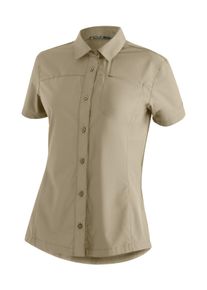 Funktionsbluse Maier Sports "Magos S/S W", Damen, Gr. 46, braun (hellbraun), 94% Polyester, 6% Elasthan, Blusen Funktionsbluse, Damen Hemdbluse, atmungsaktives Freizeit-Hemd, Taillierter Schnitt