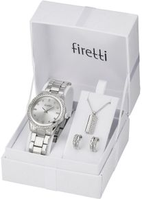 Quarzuhr Firetti, silber (silberfarben), Armbanduhren, Damen, Quarzuhr, Armbanduhr, Damenuhr, Glassteine, ideal auch als Geschenk
