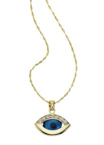 Kette mit Anh&auml;nger Firetti "Schmuck Geschenk Gold 333 Halsschmuck Halskette "magisches Auge", blau (gelbgoldfarben, blau, schwarz), Halsketten, Damen, Gelbgold 333, L: 45, Kette mit Anh&auml;nger, mit Kristallstein, Zirkonia (synth.)