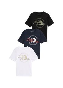 T-Shirt Tom Tailor Denim, Damen, Gr. XL, wei&szlig;, Single Jersey, Obermaterial: 100% Baumwolle, bedruckt, regular fit taillenbedeckt, Rundhals, gerader Abschluss, Shirts T-Shirt, mit Print