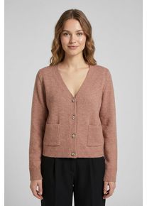 Strickjacke Only "ONLRENE LIFE LS CARDIGAN CC KNT", Damen, Gr. XL, mocha mousse detail:melange, sliver button, Strick, Obermaterial: 65% Polyester, 13% Nylon, 13% Polyacryl, 6% Wolle, 3% Elasthan, meliert, regular fit normal, V-Ausschnitt, Strickjacken Strickjacke